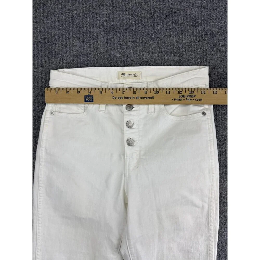 Madewell Jeans Womens 27 White 10 Inch High‎ Rise Skinny Crop Button Fly Raw Hem